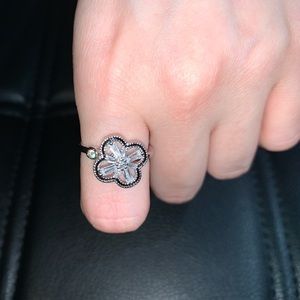 Fashion Jewelry Zircon rotating clover Electroplated copper fidget ring